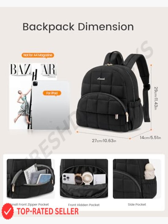 Mini Quilted Puffer Backpack Lightweight Casual Daypack with Anti-theft Pocket main image 6